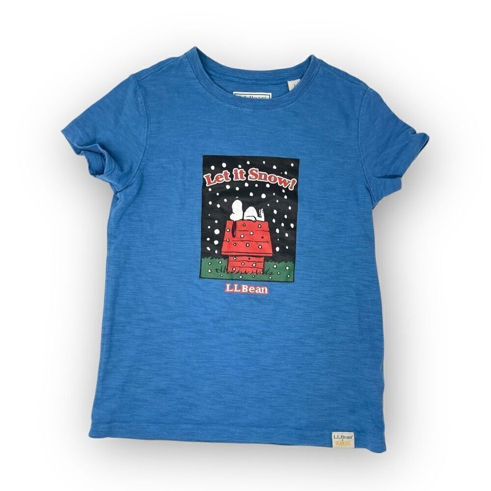 L.L.Bean x Peanuts Blue Short Sleeve Tee 100% Cotton Kid’s Size Large 6X 7